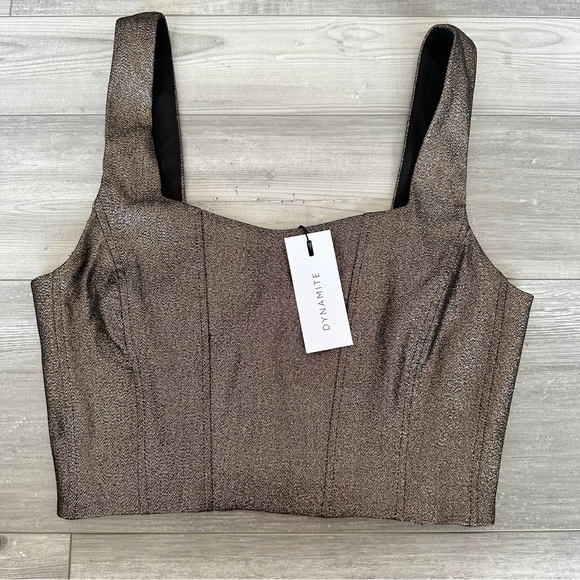 Dynamite Tops - Dynamite Lurex Cropped Corset Top